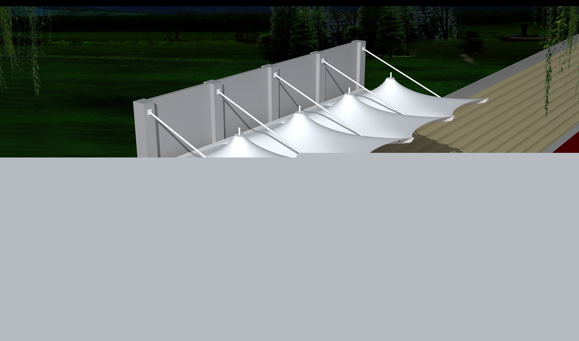 甘泉體育公園膜結構【看臺雨棚】門球場案例