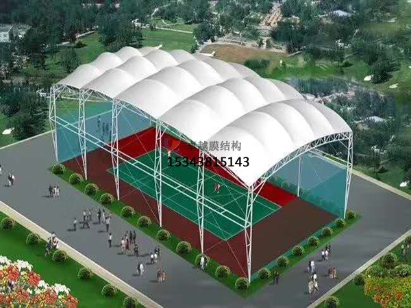 黑河網(wǎng)球場膜結構頂蓋/籃球場屋頂/門球場雨棚安裝